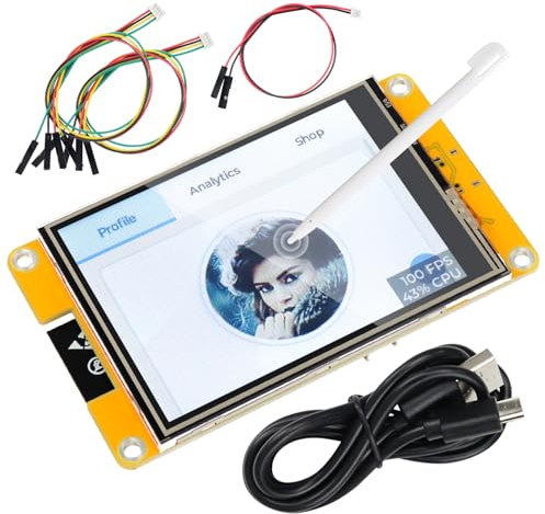 Freenove ESP32 Display CYD, 3.2 Inch Touchscreen Monitor, 240x320 Pixel IPS TFT LCD Screen ST7789 Driver, Dual-Core 32-bit 240 MHz Microcontroller WiFi+BT, C Code LVGL Example Projects Tutorial