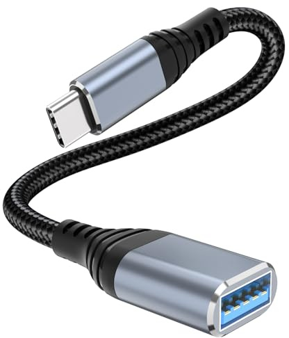 USB C to USB Adaptor,10Gbps Aluminum USB C Adapter OTG Cable,Type C Male to USB 3.2 Female Transfer Compatible with MacBook/iPad Air/Pro 2022 Galaxy S22 Dell XPS and more Type C Devices (Black)