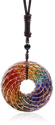 Tan Ran Opal Rodin Coil Pendant Necklace for Meditation, Sacred Geometry Jewelry, Energy Amplifier & Chakra Balancing, Adjustable Chain for Women & Men, 1.93x0.7 Inch Pendant