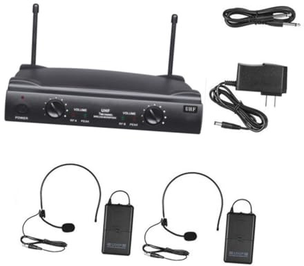 WHAMVOX Kabelloses Uhf Dual Channels Mikrofonset mit Bodypack sendern und Headset mikrofonen Receiver mit XLR ausgängen Reichweite Professionelles Karaoke Bühnenmikrofon für Zuhause und