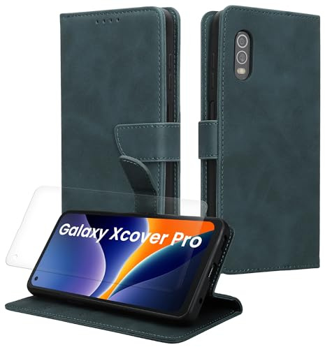kwmobile Kunstleder Handyhülle kompatibel mit Samsung Galaxy Xcover Pro Hülle - Brieftaschen Schutzhülle aus PU-Leder mit Displayschutz und RFID-Schutz - Petrol