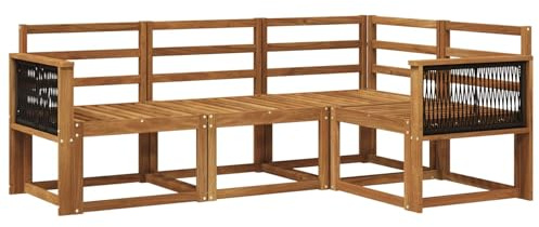 vidaXL Outdoor-Sofagarnitur 4 pcs Natur Massivholz Akazie, Garten, modernes Sofa für draußen, Elegante Lounge, strapazierfähige Möbel für Terrasse und Patio