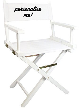 Personalise Online - Premium Directors/Make-up Chair (White Wood Frame, White Canvas) - FREE PERSONALISATION - Customised, Solid Wood, Gift for her – for Makeup Artists, Film Production, Events
