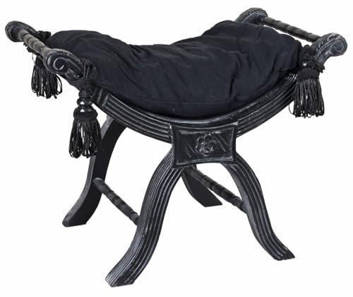Sitzgondel Hocker Louis XV Antik Shabby abnehmbares Kissen cat350 Palazzo Exklusiv (49 - Schwarz, i - Schwarz/Dunkelgrau)
