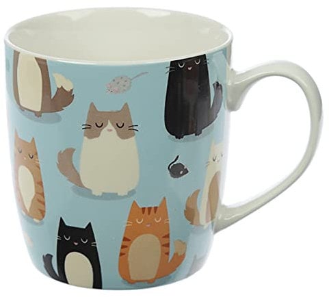 Puckator Feline Fine Cat Porcelain Tea Coffee Mug - Funny Home Accessories - Cute Gifts for Girlfriend - Large Mugs for Men Women Hot Drinks - Cute Cups Presents - Secret Santa Gift - Cup Set