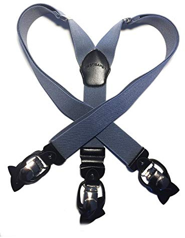 BESTRAPS - Bretelle vintage da uomo - solide - Eleganti - 3,5 cm - Clip larghe - Lunghezza regolabile