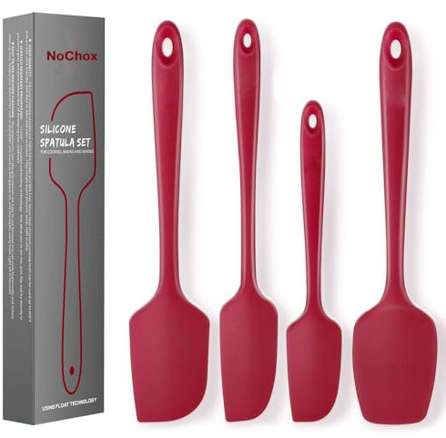 Teigschaber Set, NoChoX Hitzebeständig Silikon spatel + Silikon Kochlöffel, Küche Spatula + Löffel für Thermomix TM5,TM6 und TM31 (Rot)