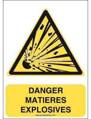 AUA SIGNALETIQUE - Danger, Matières explosives W002-AI - 150x210 mm, Vinyl adhésif
