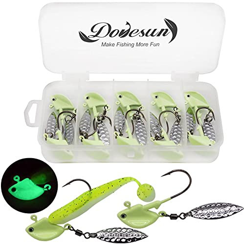Dovesun Jig Spinner Set Underspin Angelzubehör Set Spinnerbait mit Weidenklinge Blinker Angeln Glühend 10g(3/8oz) 10Stück