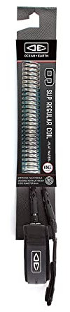Ocean and Earth Sup/Long Board Coiled Knee Leash Surf Leash 9 ft Black
