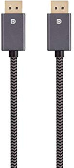 Monoprice DisplayPort 1.4 EasyPlug Nylon Braided Cable - 10 Feet - Gray | Up to 32.4 Gbps, 8K@60Hz, DPCP, HDCP, 3D Video, HBR3, DSC 1.2