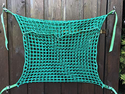 Netze Seile & mehr Heunetz in taschenform mit Überschlag und GSV-Lock, 2,00 m Breite, Höhe 1,00 m Ø 5 mm Garnstärke, 45 mm Masche