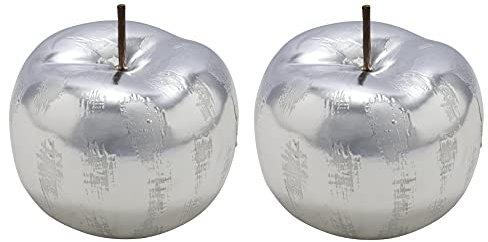 Gehlmann dekorativer Deko-Apfel Dekoobjekt Apfel Keramik Silber glänzend - Matte Optik (22103451-2 x klein)