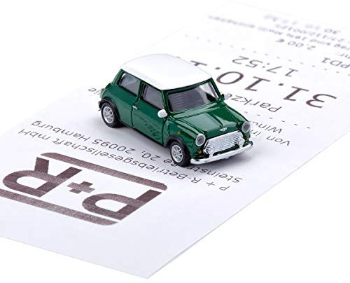 Magnetischer Parkscheinhalter – Modellauto mit Magnet und selbstklebender Haftscheibe für Parkausweise und Notizzettel – Kultauto kompatibel mit Mini Cooper British Racing Green (20.10-11A)