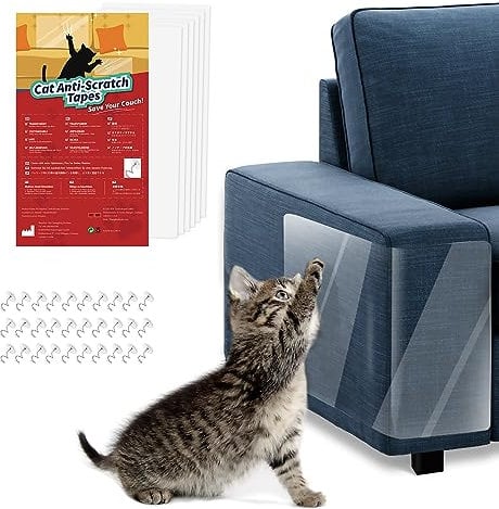 VavoPaw Anti Cat Scratch Furniture Protector – 6 Pack Single Side Anti Scratching Deterrent Sticky Tape