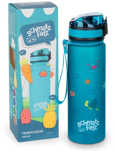 Schmatzfatz Gourde Sport, Bouteille d'Eau Sport qui Garde l'Eau Froide, Gourdes, Bouteille Eau Sport pour Adulte, Homme, Femme et Enfant, Gourde Sans BPA, Water Bottle Etanche, Anti Fuite, 500ml, Bleu