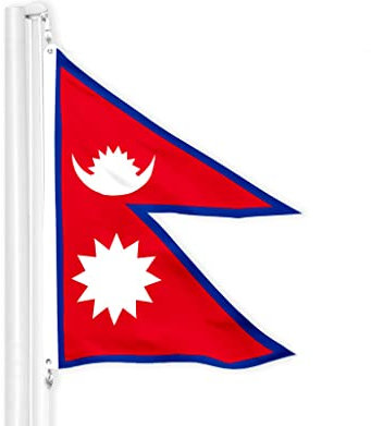 G128 Nepalische Flagge,90x150 cm,LiteWeave Pro Serie bedrucktes 150D Polyester,Länderflagge, für drinnen und draußen, lebendige Farben, Messingösen, dicker und langlebiger als 100D 75D Polyester