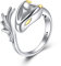 YFN Drachen Ringe Sterling Silber Schwarz und Weiß Drachen Ringe Schmuck Dragon Geschenke für Damen Herren (Weiß)