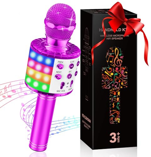 GeschenPark 3-12 Year Old Girl Gifts, Bluetooth Microphone for Kids Karaoke Mic Sing Machine Toys Age 3-12 Year Old Girl Gifts Toys for 3-9 Year Old Boy Girls Christmas Xmas Gifts for Kids