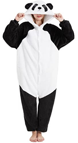 LATH.PIN Pyjamas Jumpsuit Panda Unisex Erwachsene Tier Onesie Cosplay Halloween Karneval Kostüme Damen Schlafanzug Tierkostüme Winter