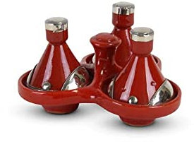 Tajine mini rouge avec métal 3 pièces | Safaary