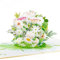 LIMAH® Happy Birthday Pop-up 3D Geburtstagskarte zum Geburtstag für Frau, Freundin, Oma - kombinierbar mit einem Gutschein, Geschenk, oder Blumenstrauß - Motiv. Weiße Blumen mit grüner Deko