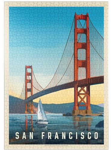 MyPuzzle San Francisco: Under The Golden Gate, Vintage Poster - Premium 1000 Teile Puzzle - MyPuzzle Sonderkollektion von Anderson Design Group