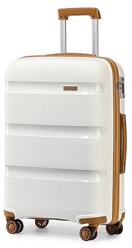 KONO Groß Koffer XL Hartschale Trolley Hartschalenkoffer 76cm mit TSA Schloss und 4 Rollen Modisch und Verschleißfest Polypropylen Rollkoffer, 76x49x30cm, 100 Liter (Creme Weiß, XL)