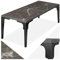 TecTake® Table à Manger Extérieur en Résine Tressée & Grès cérame Fin marbré Résistante aux intempéries pour Salon de Jardin, Structure en Aluminium & Bois Massif, Mobilier de Jardin