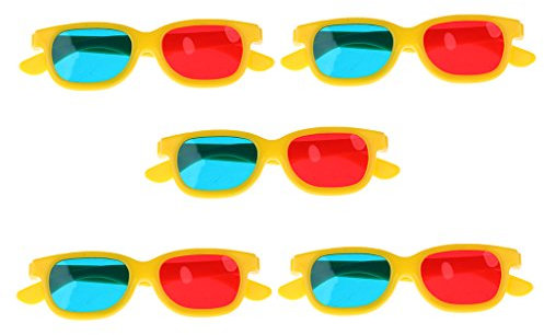 Tiuimk Lot de 5 Lunettes 3D Jaune/Rouge/Bleu pour Enfants - Améliorez l'expérience de visualisation 3D de votre enfant