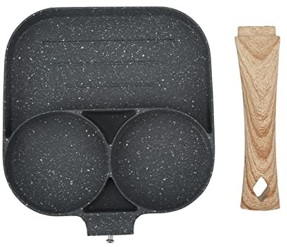 BBAUER Eier-Burger-Maker-Pfanne, 3 Abschnitte, geteilte Grill-Bratpfanne, Pfannkuchen-Omelett-Pfanne, Omelett-Pfanne, Heimküche, Kochwerkzeug for die Bratpfanne, Wok, in der Küche zu Hause