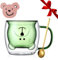 Yuragim Jolies tasses à café Ours - Double paroi isolée - Tasse à expresso Kawaii - Verres à thé avec anse + cuillère + dessous de verre - Cadeau pour femme - Idées de Noël - Cadeau d'anniversaire