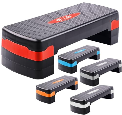 FK Sports Steppers for Exercise & Workout - 2 to 5 (10, 15, 20, 25 & 30 CM) Levels of Adjustable Height Aerobic Step - Exercise Step for Home & Gym, Mini Stepper for Yoga, Indoor & Outdoor Training