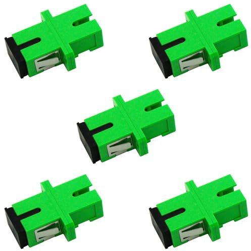 PacSatSales - SCAPC Fiber Optic Coupler - 5 Pack - SC/APC Fiber Coupler Kit for FTTH Internet Cables - Home Internet Optical Cable Extension Adapter