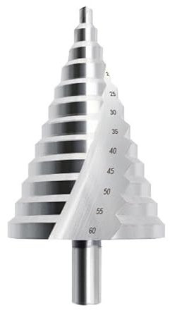 APlus Ø HSS 6-60mm Stufenbohrer [12mm Schaft], 12 Stufen Großer HSS Kobaltkegel Bohrwerkzeug Lochschneiden, Vergrößern, Metall, Holz, Kunststoffe