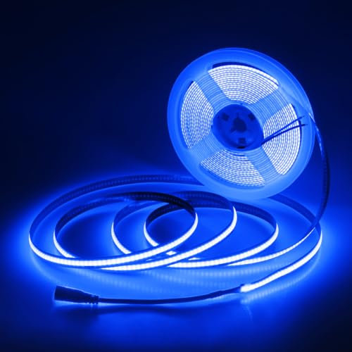 Aclorol COB LED Streifen 5M Blau LED Streifen 12V Hohe Dichte 1600LEDs 8mm Breit LichtBand mit Selbstklebend für Schlafzimmer Küche Urlaubsdekoration Innendekoration(ohne Netzteil und Controller)
