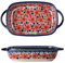 Casserole Dish Small Ceramic Rectangular Lasagna Mould for 1 Person Vintage Ceramic Lasagna Pans Oven Mould Porcelain Baking Mould with Handle for Lasagne, Tiramisu, Casserole 23.5 x 13 x 5 cm (Style