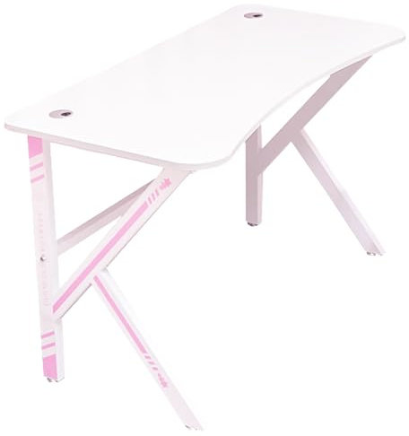 ZXTRYBHD Bureau D'ordinateur, Table Gaming de Bureau avec Pieds de Table en Forme de K pour Meuble Gaming de Bureau à Domicile (Color : Pink)