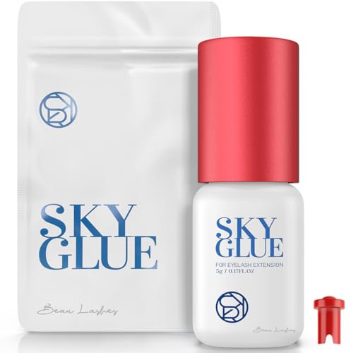 Sky Glue for Eyelash Extensions New | S+ Strongest Lash Extension Glue | Professional Black Adhesive for Long Lasting Semi Permanent Individual Lash Extensions | Fast Drying / 7-8 Week Retention 5ml