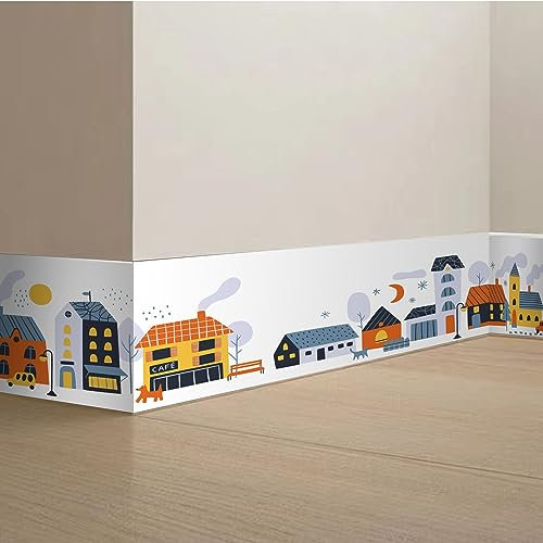 Funlife Selbstklebend Bordüre 10cm x 200cm, Bordüre Selbstklebend für Kinderzimmer Babyzimmer, Konstruktionen Wandbordüre Selbstklebend Wandtattoo Eisenbahnen für Wohnzimmer Schlafzimmer Spielzimmer