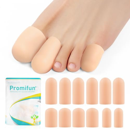Promifun Soft-Gel-Zehenkappen–6 Pair Großzehenschutz für Männer und Frauen, gepolsterte Zehenkappen zur Linderung fehlender/eingewachsener Zehennägel, Hühneraugen, Blasen und Hammerzehen (3L+2M+1S)