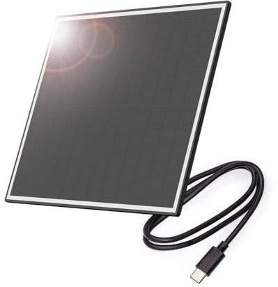Xega Pannello solare da 6 W per telecamera di sorveglianza esterna, interfaccia di tipo C, per telecamera IP solare, (cavo da 30 cm), colore nero