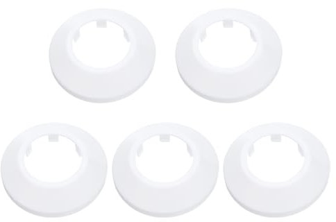 QUARKZMAN 5 Stück Rohrabdeckung Dekor 1,3 Zoll/33 mm Flansch Rohrabdeckung Dekor PP Kunststoff Sanitärabdeckung Platten Rosetten Wasserablauf Rohrleitung Wandflansch Rohrdekoration, Weiß