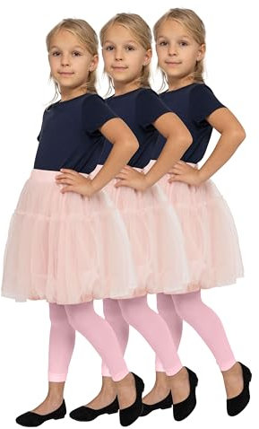 looksy Lot de 3 paires de collants de danse opaques pour petites filles Longueur 7/8 Pantalon de gymnastique à la mode pour enfants Alice, ensemble de 3 paires, Rosa 98/104 cm (3/4 ans)