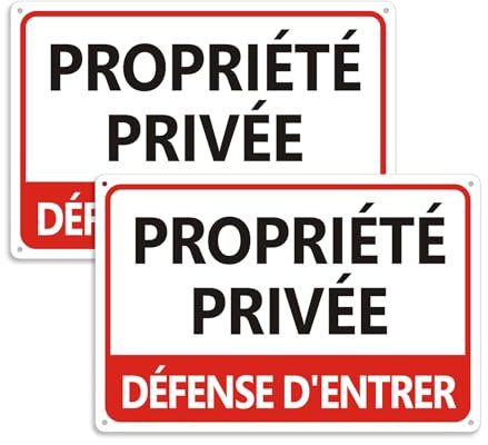 Panneau Propriété Privée Défense d'entrer Aluminium, Lot De 2 Panneau Propriété Privée Metal Alu Utilisation à L'ExtéRieur Et à L'IntéRieur, Montage Facile 300 x 200mm