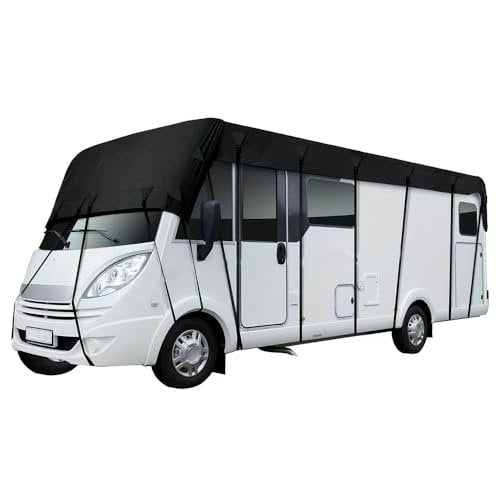 NEWFUN Wohnmobil Abdeckplane, Wohnwagen Schutzhülle, Wohnmobil Schutzdach 210D Dachschutzplane Abdeckung Abdeckplane für Wohnmobile und Wohnwagen (7.5 x 3 m)