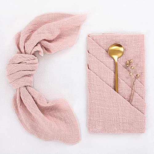 Stoffservietten, Käsetuch, Gaze, 6er-Pack, 16 x 16, Dusty Rose, Bulk, Vintage, handgefertigt, Baumwolle, weiche Boho-Servietten für Partys, Hochzeiten, den täglichen Gebrauch