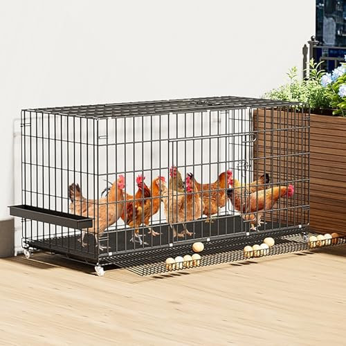 Hoixin Hühnerstall Geflügelstall Kaninchenstall Hühnerkäfig Metallmaterial Meerschweinchen Gehege Mit Trog und Eierablage Einfach zu montieren und zu reinigen Geeignet für Kleintiere(100x60x70cm)