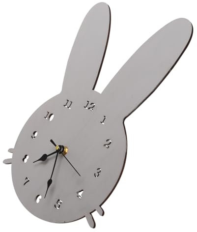 ULDIGI 1stück Kreative Wanduhren Aus Holz Im Skandinavischen Stil Geräuschloser Kinderzimmer- Mit Niedlichem Kaninchen-Design