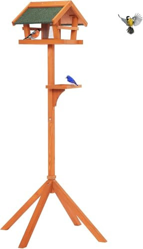 Petsfit 151CM Heightened Bird Table for Garden Use - Upgraded Wooden Feeder With Removable Feeders and 2 Trays - Easy to Assemble, Weatherproof